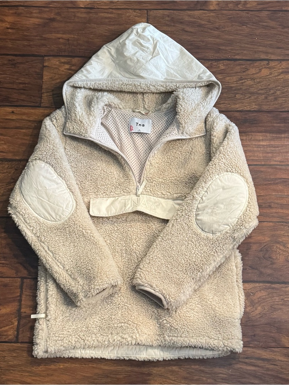 Aritzia TNA Sherpa Fleece Hoodie Women’s XS Cream Teddy Pullover Jacket